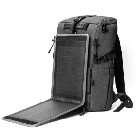 Solar power generation mountaineering backpack. 18L,20W,5V/3A,9V/2A, QC2.0/QC3.0 fast charging, 5000 mAh energy storage, YKK zipper