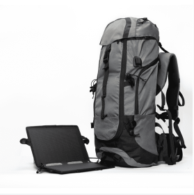 Solar power generation mountaineering backpack. 60L,30W,5V/3A,9V/2A,12V/1.5A, QC2.0/QC3.0 fast charging, 5000 mAh energy storage, YKK zipper