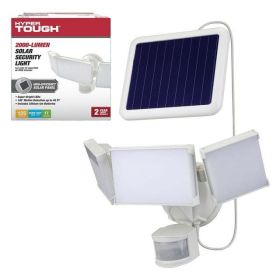 Solar Three Head LED Motion Sensing Security Flood Light, Outdoor, White, 2000 Lumen