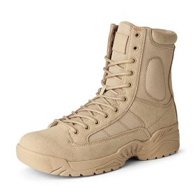 Autumn Combat Boot Men Women Climbing Training Lightweight Waterproof Tactical Boots Outdoor Hiking Breathable Mesh Army Shoes (Color: Sand Color, size: 43)